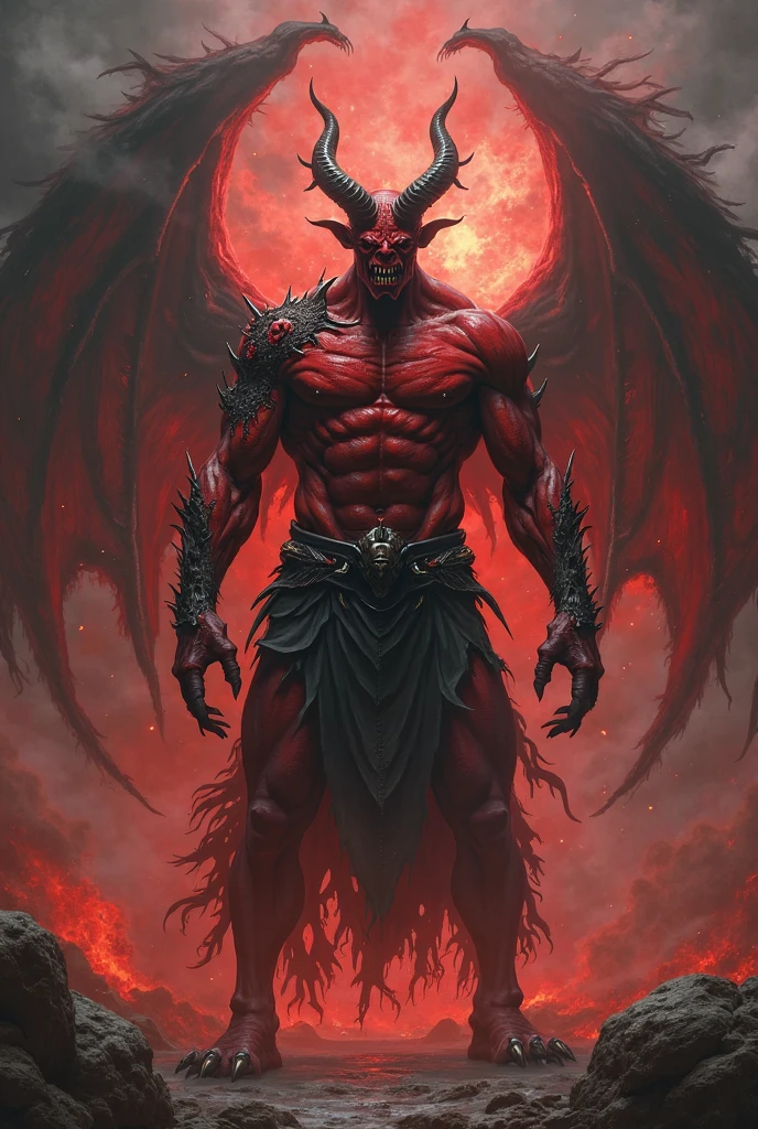 make a red demon man with just pants in the old RPG style