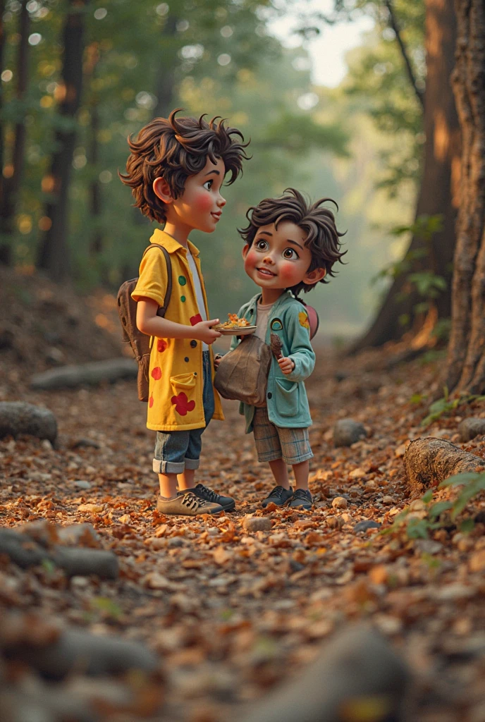 create the best quality a child boy, curly hair high quality detailed brown voluminous 2 to 3 years old, with allstar sneakers ,wearing high quality denim overalls, high quality detailed, sitting on a lawn, position looking up, high quality detailed 8k, on a green lawn detailed high quality 8k, Blue sky high quality sunny day, Realistic, sunlight high quality detailed, with two 2 puppies brown puppies realistic high quality 8k, flying over, film os batut lines.
