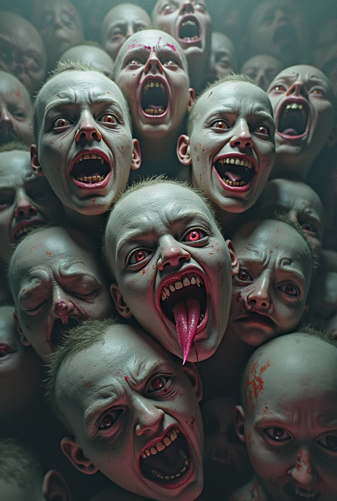 a world made of nightmares where the sky is covered in screaming faces and the ground is full of human teeth and blood art style is surreal