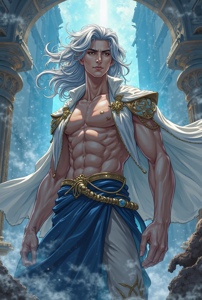 (8k,shipmentsrrealista shipments Maximum quality;1.4) (1 young boy) Super handsome king of the underworld (lifelike face) (long white hair with green tips, bright white floral hair) slenderbody Muscular and hairy and macho Bright light cyan floral aristocratic costume with large golden eyes bright light cyan floral decoration Fangs peeking out of the mouth Pointed claws a seductive gaze Beautiful expression A hyper-realistic (King of the Underworld) appealing (real looking skin) super high resolution high détail Luxury Light Cyan Floral Trousers white cyan aura emanating from the body effect cyan floral transparent cover