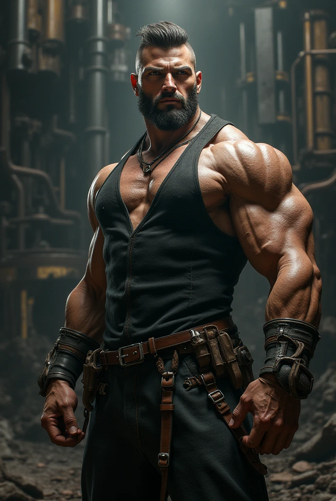 An alchemist is drinking a muscle growth potion. He has grown to the size of an absolute Caucasian muscle monster. His shoulders are three times wider than his waist and he has ripped through his clothes. Glasses, wearing a gold wedding ring.
