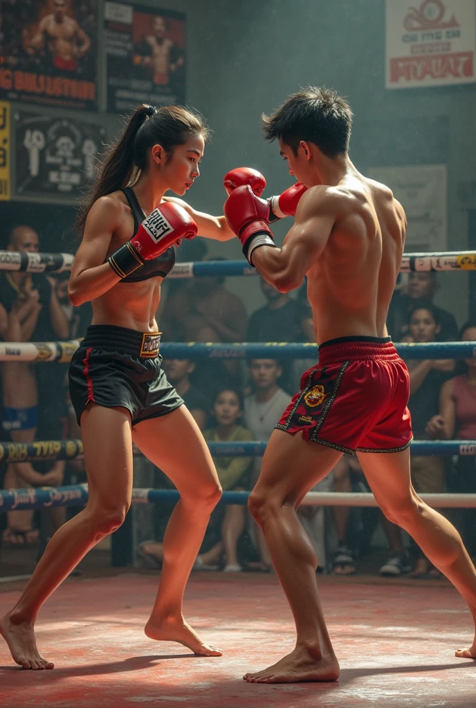 Peruvian female boxer beating up malnourished Bolivian