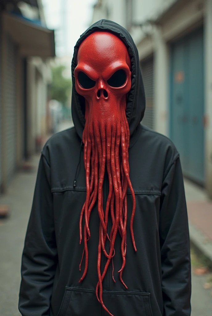This is a guy who can't even see his face, just a black shadow, with a pair of giant red eyes, surrounded by something that looks like tentacles. Mysterious and great.