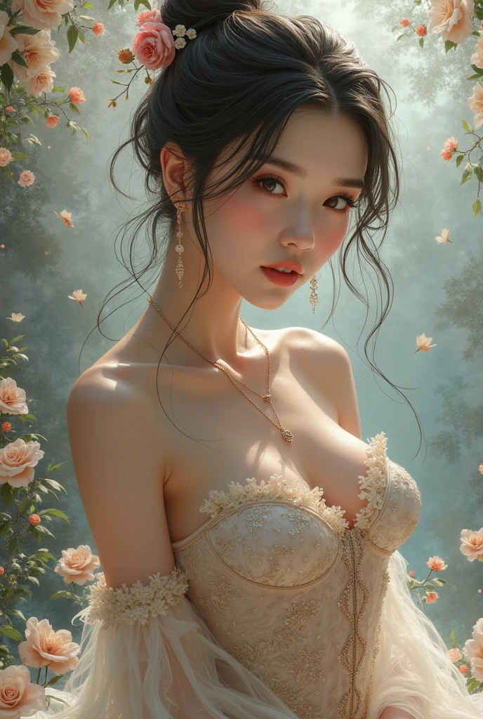 (She is wearing a wreath made of flowers on her head. :1.5),20-year-old(First Person), brake(Wide々Grassland : 1.5), (Mountains in the distance々exists :1.5),(Light from Heaven : 2.0),(SF masterpiece: 1.4),brake(8k, reality, Actual Photos, Highest quality: 1.4), Japan, Beautiful Face,brake(Smiling : 2.5), (True Face: 1.4),brake(Pink Hair,Long hair with soft curls:1.5),brake(A gorgeous silk dress with separate top and bottom:2.0), brake(More exposed skin :1.5),Realistic blue eyes, Beautiful details in the eyes, (reality skin:1.3), Beautiful Skin, Charm, 超High resolution, Ultra-realistic, High resolution, Golden Ratio, (Detailed face: 1.4),Wideがるロングヘアー :1.5,White transparent,Looking into the camera, brake (The silk dress is somewhat transparent:1.5), brake(Her legs are visible through her dress :2.0),(Shine the female body, (Beautiful appearance, Perfect female body,Slim build:1.5), Beautiful hands and fingers, (Looking up to the sky:1.5), (Mid-range long shot:1.5)