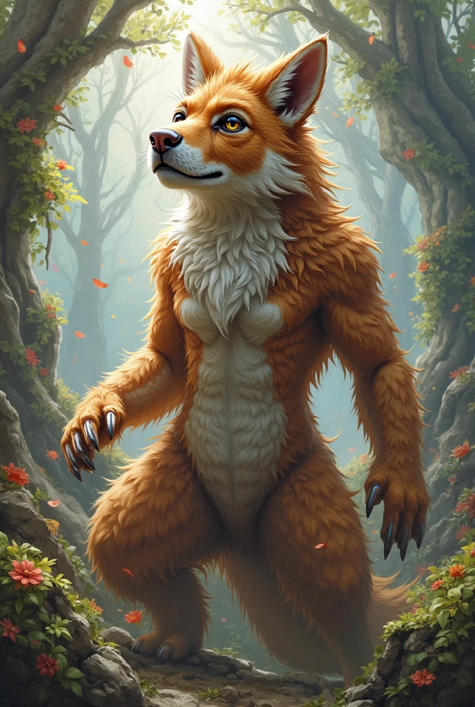 ultra-detailed, masterpiece, masterwork, high quality, best quality, hdr, (nature, forest, waterfall), posted on e621, (by hioshiru), nsfw, female, solo, (red little body minotaur), dragon, (long silver hair, yellow eyes, white body), stylish pose, from below, dynamic angle, (nude, foreskin, erectile foreskin, perfect balls)