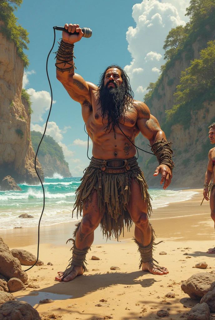 A viking playing volleyball
