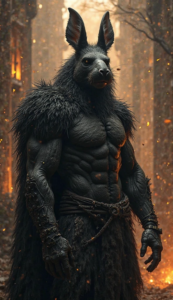 Werewolf black male, muscular, big dick erection, nsfw.
