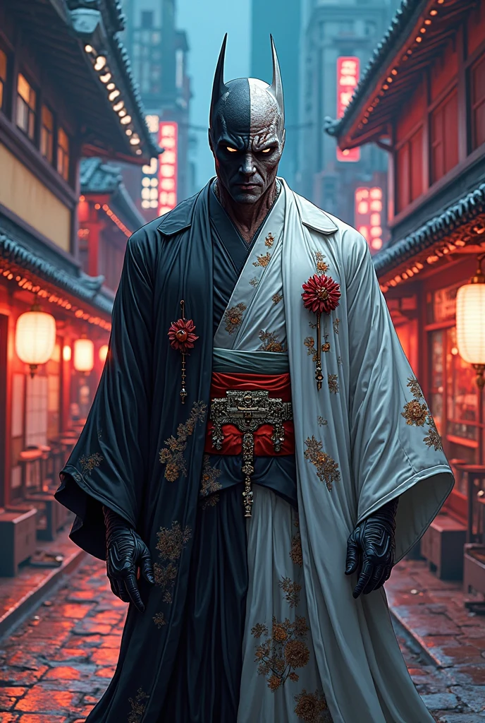a dark and red illustration of a demon with a full moon in the background, demon samurai, demon slayer artstyle, badass anime 8 k, demon samurai warrior, with red glowing eyes, handsome guy in demon slayer art, villain wearing a red oni mask, 8k high quality detailed art, inspired by Kanō Hōgai, very beautiful cyberpunk samurai