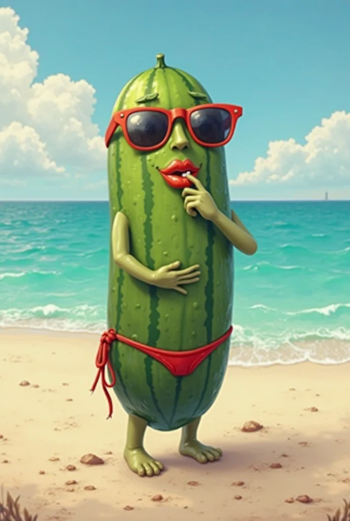 Escargot portugais avec une moustache avec des gros yeux rouges qui roule un joint sur une feuille morte qui tombe, avec une tortue femme en bikini qui boie une biere dans un univers fantasy original et psychedelique, plein de couleurs, une plage,