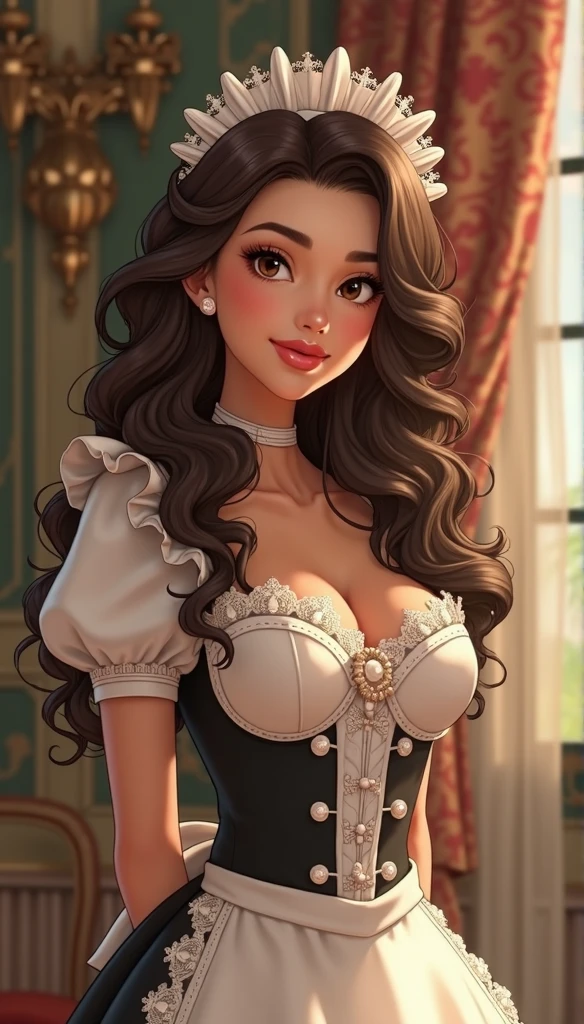 A colored pencil drawing of a pretty smiling happy victorian governess, curly black hair. Kind and inteligent, joyful energy. hair in bun, hat. book of poetry in hand.
Masiela Lusha thirst trap.