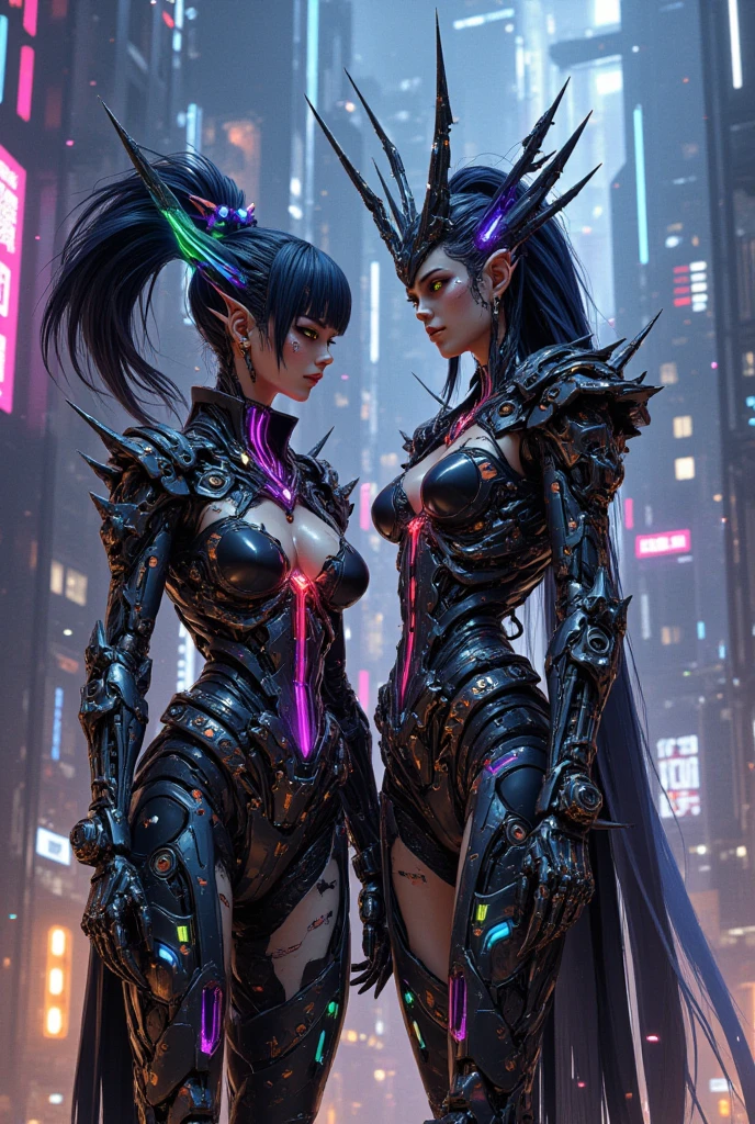 ((16K)),((masterpiece:1.3)), ((Highest quality)), ((Ultra-high resolution)), (Very detailed), ( ultra-realistic, Photorealistic:1.4), Perfect lighting,((Side light)), Surrealism,No makeup, Film Grain, chromatic aberration, Sharp focus,Create a detailed image of a cyberpunk-enhanced robot that operates autonomously through a network. The robot should have a sleek, metallic exoskeleton with integrated circuits and neon-lit components that glow in various colors, such as electric blue and neon green. The design should include visible power conduits and cables running along its limbs, connecting to a central core embedded in its chest. The robot's limbs are powerful and agile, with sharp, angular joints that allow for high-speed movement. Its head features multiple optical sensors glowing in red or white, giving it a menacing, surveillance-like appearance. The robot should appear heavily armored, with reinforced plating and weaponry integrated into its arms, such as energy blasters or retractable blades. The background should suggest a dark, dystopian cityscape, with the robot ready to respond to any threats in its surroundings through a network interface,((fighting pose:1.5)),Create a dynamic and intense battle scene set in a dystopian, Cyberpunk cityscape. ((Beautiful detailsまでこだわった髪)),((Beautiful eyelashes)), Beautifully detailed face, ((Beautiful Hair)),Beautiful details, Beautiful clavicle, Beautiful body, Thin legs,Beautiful breasts, Beautiful legs, ((Detailed and carefully drawn hand)), ((Cleavage)),Pointed Chest, Perfect Anatomy, Supermodel with a long neck,((Skinny1.3)),23 years old,(Perfect Anatomy,Anatomically correct, Very detailed肌), Glowing Skin,((pale skin)),((beautiful girl:1.1)),(((large breasts:1.5))),Dainty facial structure,((Serious expression:1.4)),((Fight against giant mecha robots:1.5)),((Command nezuko:1.5)), ((demon slayer)), ((pink jacket)),((wearing (pink) Cyberpunk Gunfighter:1.2)), ((Futuristic pink Cyberpunk Outfit)), ((Don a futuristic ensemble with cyberpunk-inspired clothing, incorporating sleek lines and high-tech details:1.4, Gloves with Built-in Tech, Enhance the look with gloves that feature built-in tech elements, adding a sci-fi touch, Holographic Gun Holster)),