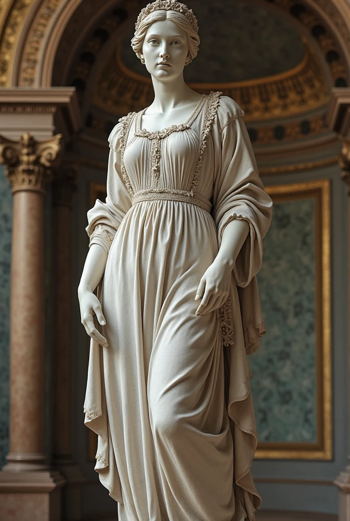 Imaginez la Reine Ranavalona III, Reine de Madagascar, blasian; walking with grace and majesty through the sumptuous gardens of the Palace of Versailles. Elle porte un chapeau et un trench, fourrure, both representative of its Malagasy culture and adapted to French elegance. At his side, A few French courtiers and dignitaries guided her, admirant les fontaines, sculptures et parterres de fleurs en pleine floraison. Le palais de Versailles, dans toute sa splendeur baroque, stands proudly in the background, with the sun reflecting its gilding. Visitors and onlookers keep a respectful distance, chuchotant entre eux avec admiration. Aucun texte sur l'image, Please
