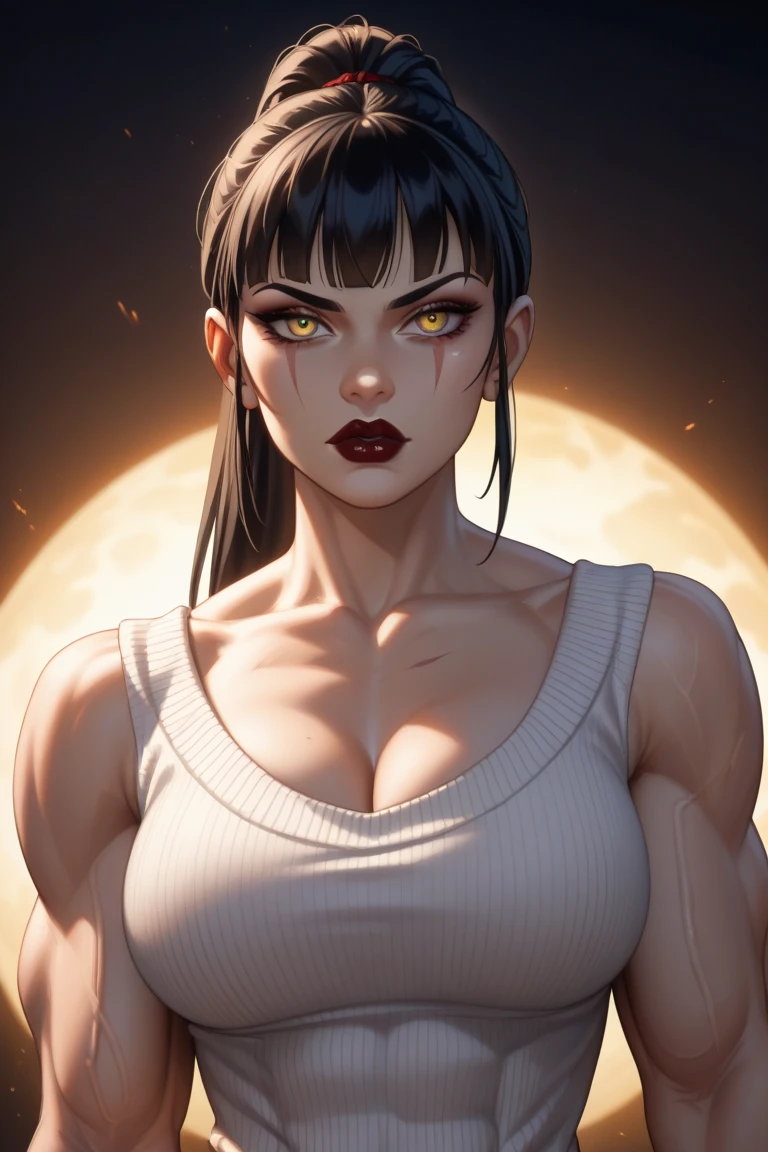 tired black hair yellow eyes pale skin muscular girl toned body large breasts embarrassed huge muscles tired tired dark atmosphere dark atmosphere dark atmosphere dark atmosphere dark atmosphere dark atmosphere dark atmosphere dark atmosphere dark atmosphere dark atmosphere dark atmosphere dark atmosphere