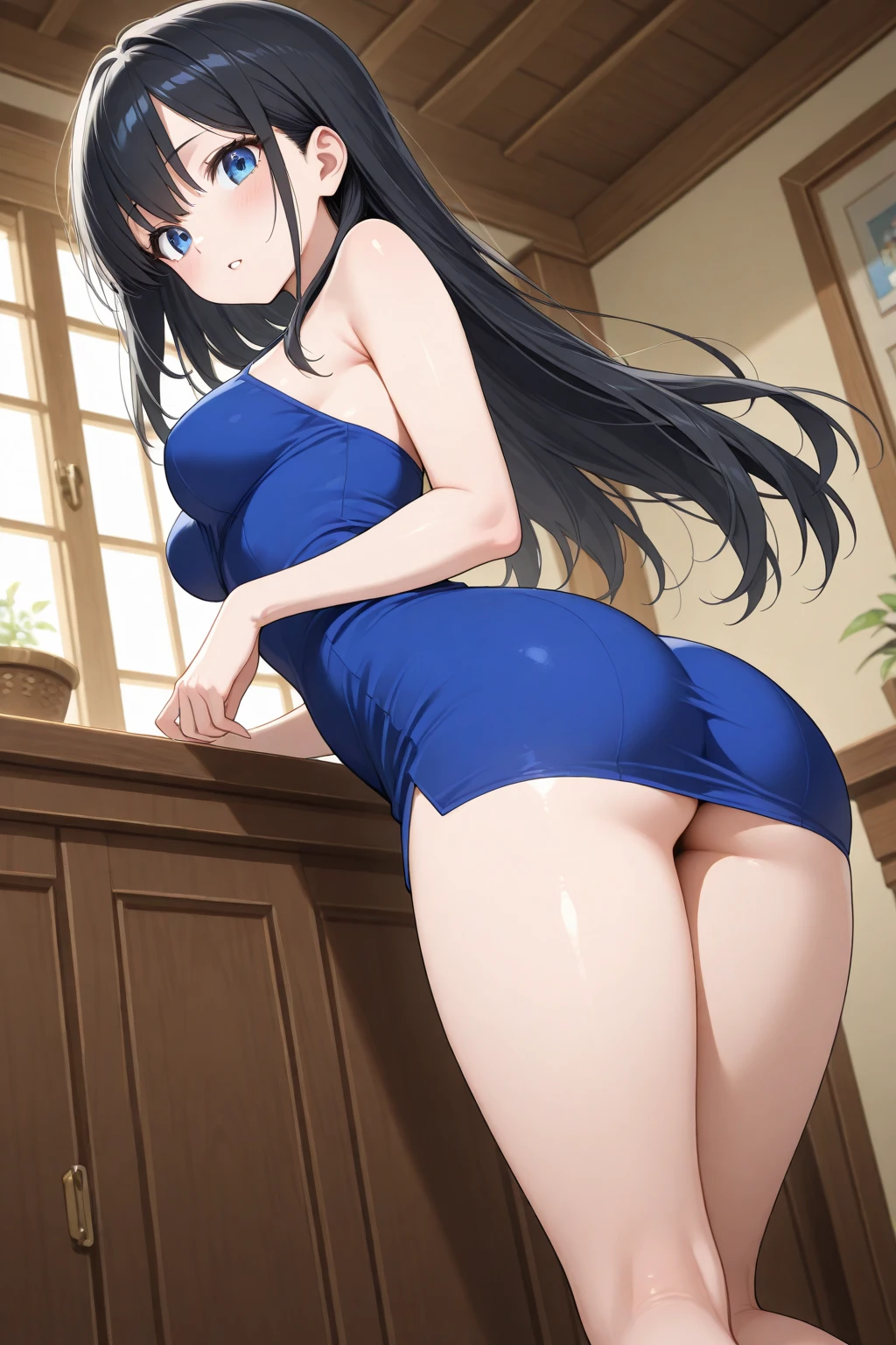 pokemonmay, pokemonmay, blue eyes, brown hair, bandana, long hair,bandana, twintails, hair between eyes, (small breasts:1.2),naked,stocking suspenders,black choker, BREAK looking at viewer, BREAK ,room,candles, night, silk bed, BREAK (masterpiece:1.2), best quality, high resolution, unity 8k wallpaper, (illustration:0.8), (beautiful detailed eyes:1.6), extremely detailed face, perfect lighting, extremely detailed CG, (perfect hands, perfect anatomy),bathrobe,no bra,no panties,without bra,without panties,vagina,nipples,photo from behind,bend over,standing on knees, showing ass, small ass,