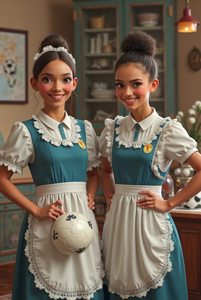 Kawaii cartoon image of a Mexican dolls making green sauces
