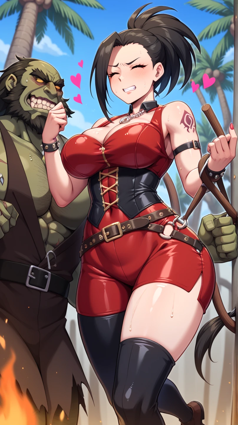 (A woman is grabbed by the chest from behind by a orc,A woman is grabbed by the chest from behind by a man),BDSM,animal_collar, chain, chained, (shackles:1.5), slave, torture, cage, fishnets, restrained,((twin tails、brown hair 、 Moena、1 girl、solo、Helmet、(visor\(armor\):1.3)、heart color、corset、topless、elbow gloves、garter strap、thigh boots、tattoo、big breasts、nipples are visible)),Dark caves、Dark prison、Dark Prison、dark dungeon、blur the background