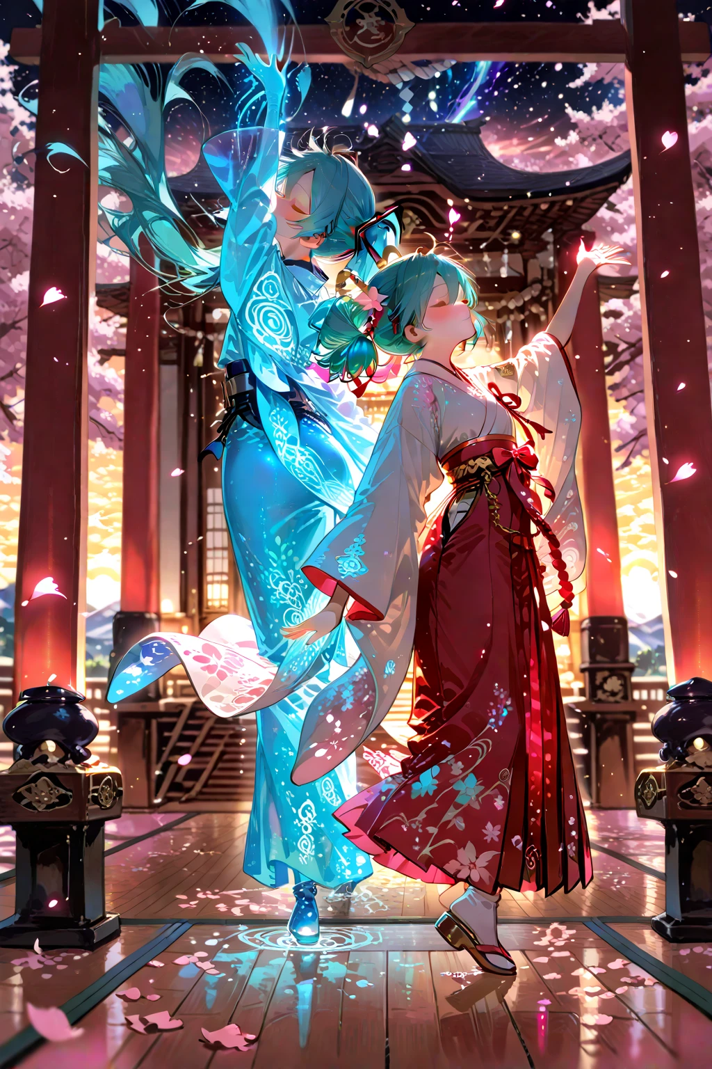 tmasterpiece,best qualtiy,Two men and two women, One of the women was pregnant with a side light,lens flare glow,Ray traching,Sharp focus,Wearing Hanfu,