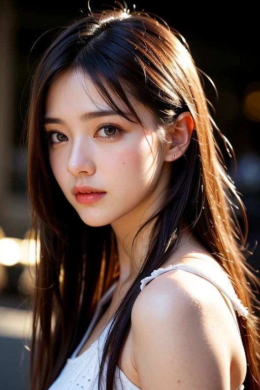 (Masterpiece:1.3), (8k, photorealistic, Raw photography, Superior image quality: 1.5), Girls from Japan、(Random Hairstyles:1.2)、Mom's Scots:1.2、Super Detail Face、eye for detail、double eyelid、Gather your chest、sharp focus:1.2、Pretty Woman:1.4、brown light hair、highest qualityr、Masterpiece、超A high resolution、(photorealistic:1.4)、Highly detailed and professional lighting smile、Loose and light knitwear、shoulder out、slender、severe facial expression、long-haired、Average breast position, with a sensuous look, make it sexy, sexy outfit, daring
