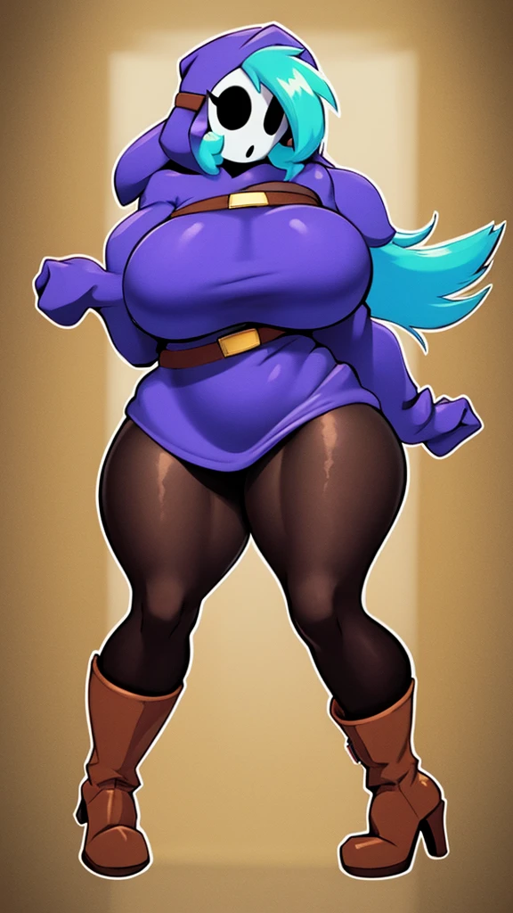 e621, species:goat, character:toriel, herm, anthro, standing, violet tanktop, violet shorts, bulge, big bulge, detailed bulge, genital outlines, plantigrade, nipple outlines, arm warmers, leg warmers,