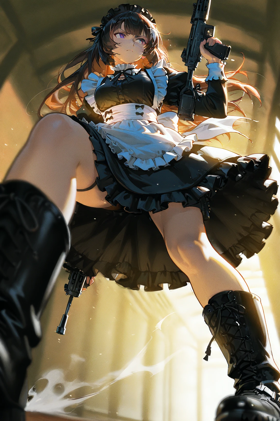 Mano definida, agarrando auriculares. Hatsune Miku'The characteristic hair on the back.. Black Modern Gothic Style Classic Costume. Entrando a un cuarto. Mochila en la espalda a un hombro.