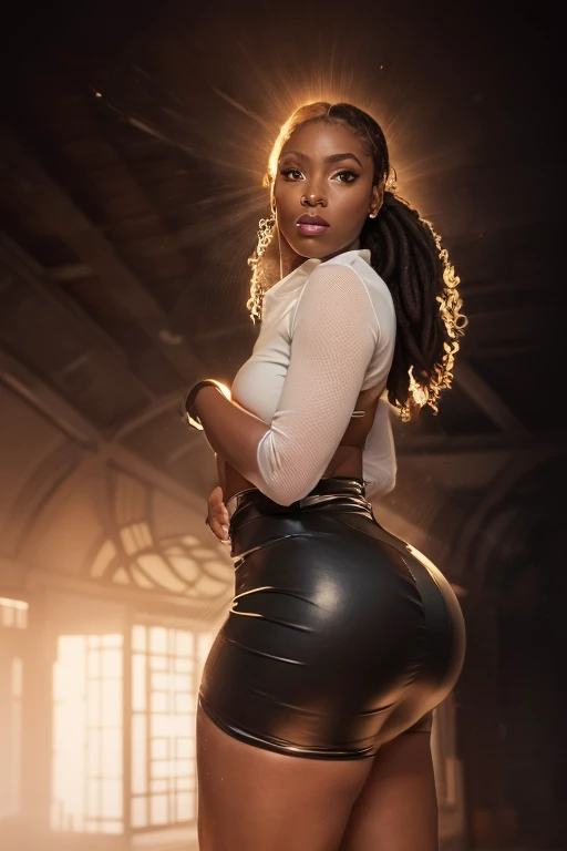 1girl, dark skinned girl, high school girl, leather pants, big ass, happy, university, college life, normal sized boobs, shirtless, hoop earrings, beautiful black girl, afro, 18 years old, UHD, So realistic, (RAW), detailed hair, realistic eyes, (Real Photo of a dark skinned girl), analog photo, photo, realism, morning