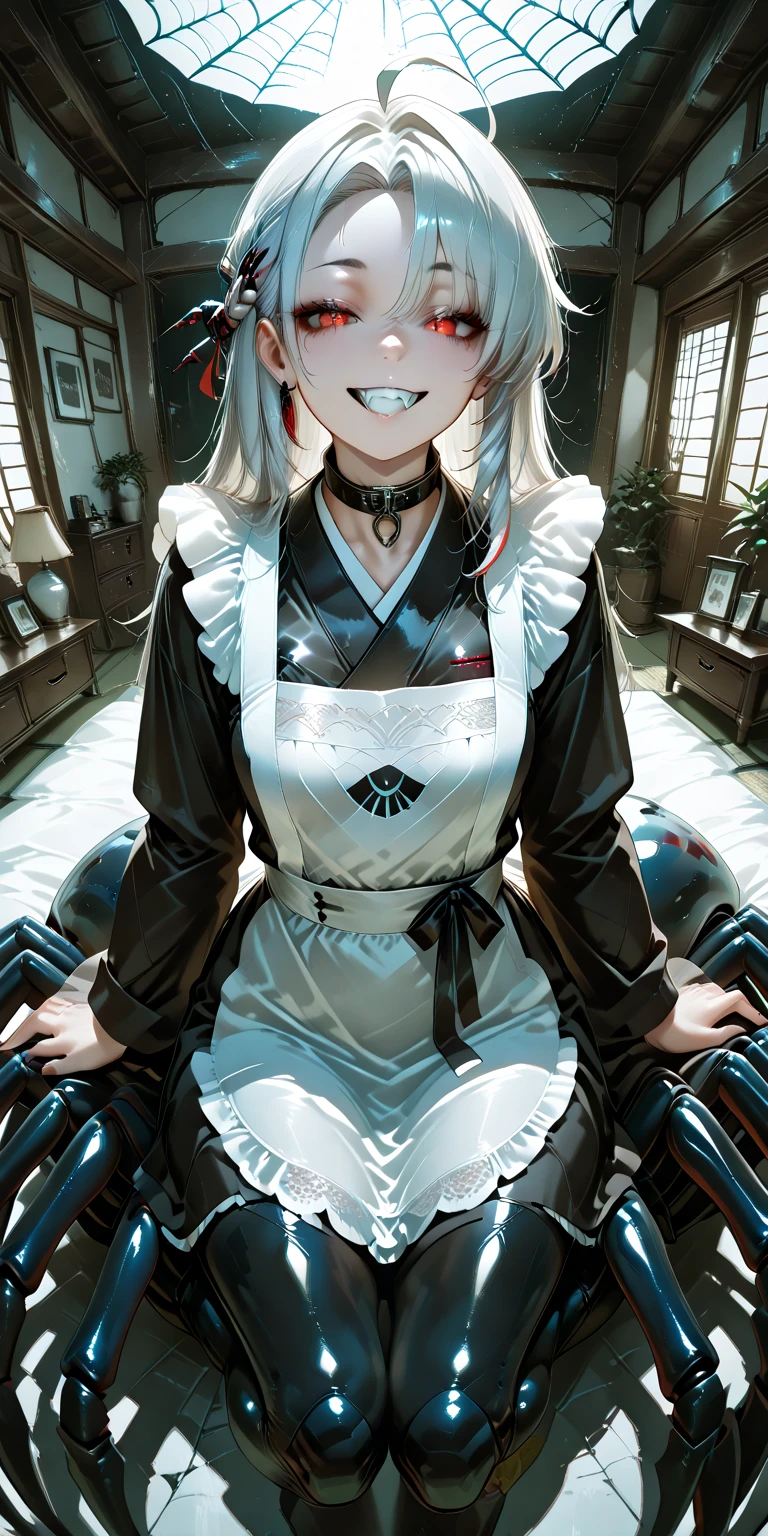 (extremely detailed CG unity 8k wallpaper), (masterpiece), (best quality), (ultra-detailed), (best illustration), (best shadow), (absurdres), 1girl, solo, <lora:matsurika:0.8>, matsurika shinoji, maid, maid headdress, white leggings, expressionless, looking at viewer, sitting, wariza, holding, cards, deck of cards