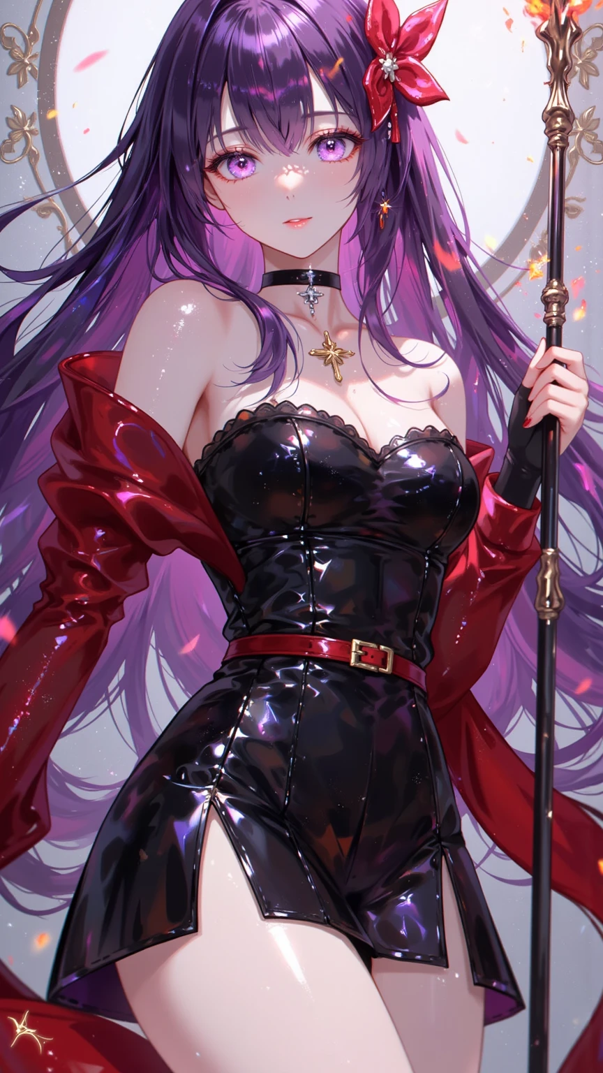 ((masterpiece,best quality)), absurdres,
Black_Lady_Sailor_Moon,
solo, smiling, looking at viewer, cowboy shot,
cinematic composition, dynamic pose,((masterpiece,best quality)),(Highest_quality:1.0), 超High resolution,4k,Super detailed, photo shoot, 8K, HDR, High resolution,looking at viewer,evil smirk,latex,thighhigh boots,(illustration:1.3),(extremely detailed:1.3),(highly detailed:1.2),(best quality:1.2),(masterpiece:1.2),(extremely detailed 8K wallpaper:1.2),(highres:1.3),(photorealistic:1.1),black and purple background