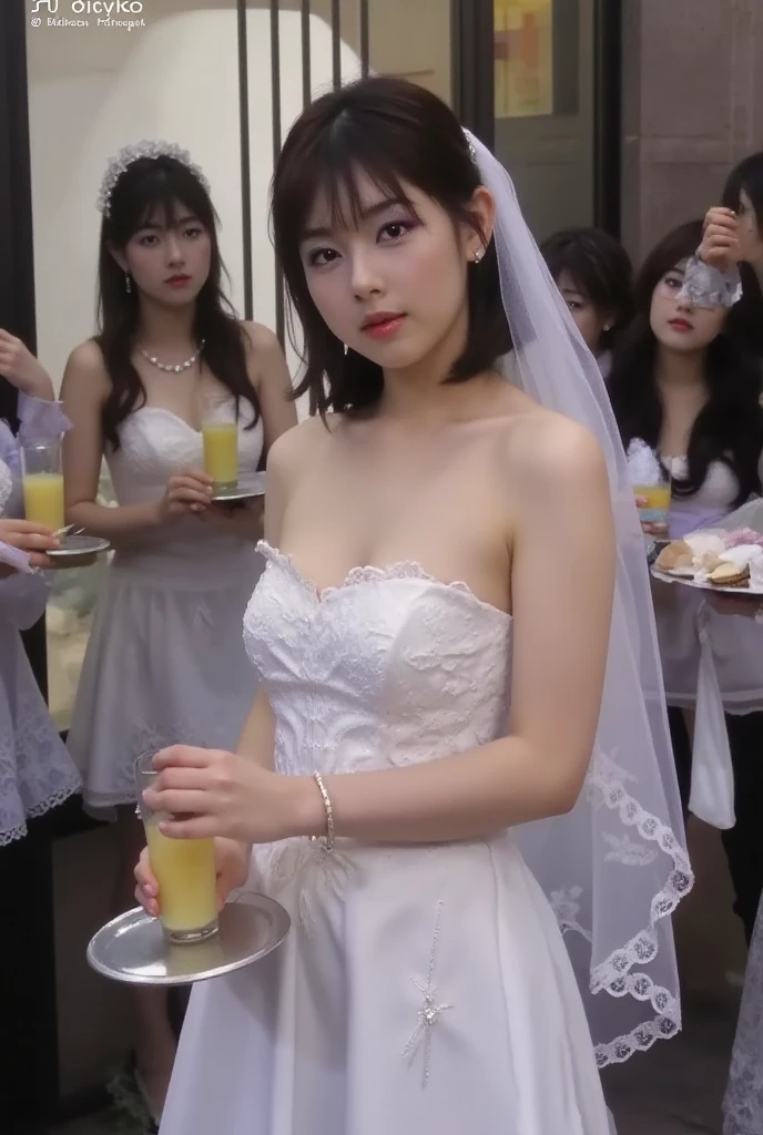 Looking up, 8K, masterpiece, Most detailed, Highest quality, bath, create a sense of fit, Cute Girls,Side Tail, (Wet),moonlight,((wedding)),pubic hair,Veil,(((bride))),((Show off)),(buffy nipples),Ecstatic expression,Outdoor,White lace,Nipples,Bright lighting,Ample breasts,Saggy breasts,Hime cut,