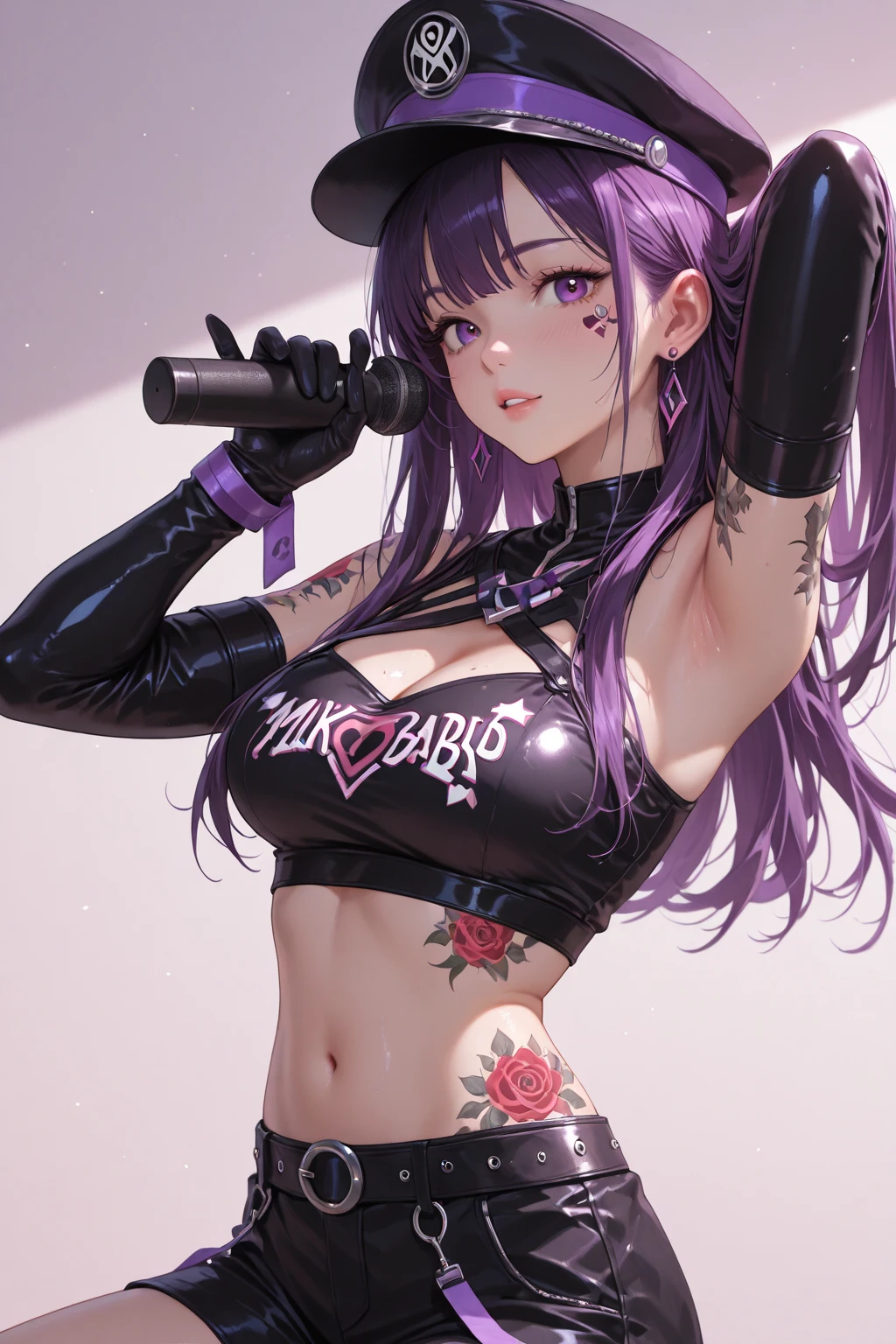 Highly detailed, High Quality, Masterpiece, beautiful, Kafka, purple eyes, jacket, 1girl, solo, mature female, purple eyes, boobatea, with a cup of bubble tea on her boobs, lips on the straw, drinking through the straw,