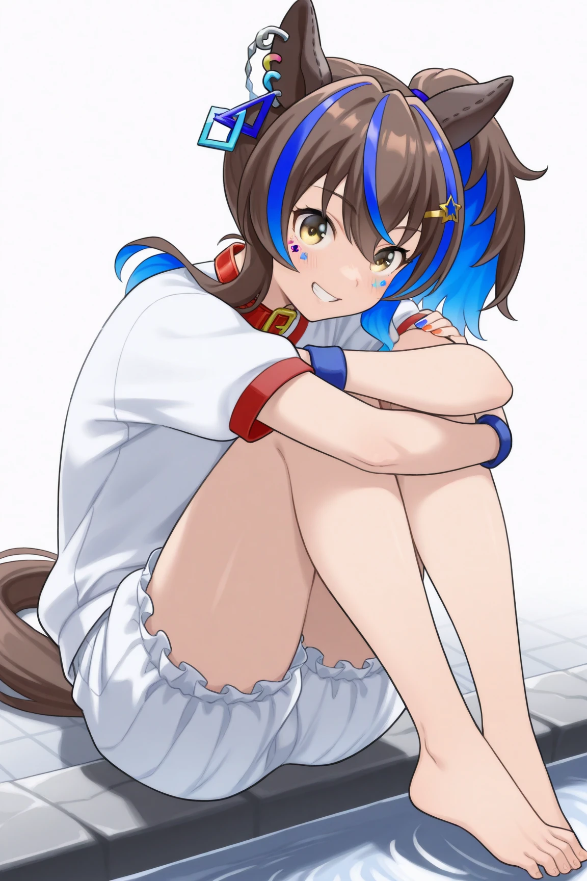 score_9,score_8_up,score_7_up,score_4,score_5,score_6,source_anime BREAK 1girl,naughty grin,takagi-san,feet,soles,gold toe ring,stretching,detailed background,