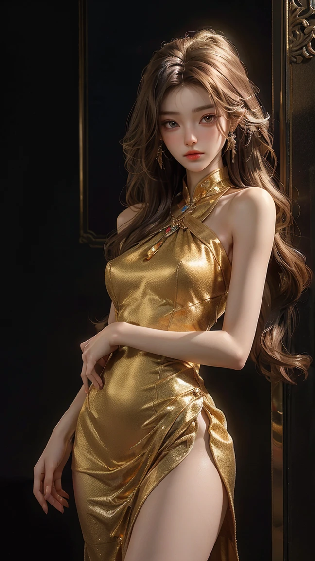 1 27-year-old girl, 1 zodiac goddess from the future, goddess of the pink and purple 12 zodiacs, the goddess of the zodiac in a yellow ao dai, a 12 zodiac ao dai with many black lace detail, mythology Goddess of the 12 zodiacs from the future, zodiac ♏, luxurious glittering zodiac style, dark and mysterious version, zodiac crown, lipstick lips red, thin and beautiful lips, Smile makes viewers fall in love, characters made by karol bak and pino daeni, intricate detail, detailed background, extremely detailed, light magic, a woman, clear face, look at the face of goddess zodialook at the zodiac goddess face, hair long with bangs, beautiful face in detail and well-proportioned eyes, (transparent yellow eyes: 1.8), big round eyes and very beautiful and detailed makeup, foresight, silk dress, mysterious makeup, double bangs and dyed light blonde, uper body, zodiac goddess uper body, arms hanging loosely, Realistic and vivid photo, (stars make up the zodiac: 1.7), (sky background zodiac and fictitious space and time portal: 1.8), fiction art, RAW photo, hanfu picture, best photo, best photo quality, 8k quality, 8k ultra, super realistic, real photo most economical, artistic portrait of goddess zodiac,