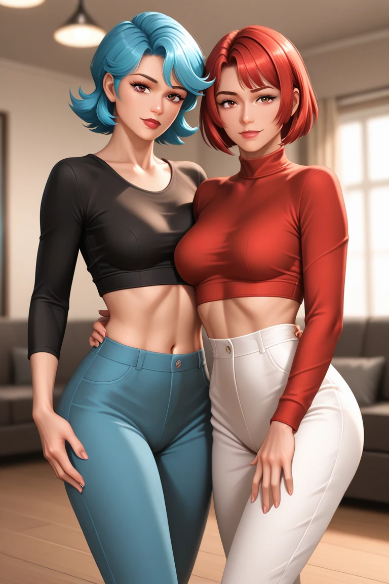 (discovery of fantastic woman: fiery red hair and piercing eyes), epic quality, ultra realistic, 8k wallpaper, smooth lines, perfect curves, slim slim waist and voluptuous butt, perfectly stunning, translucent and bright skin, her wide smile revealing an infinite sensuality, wearing sensual underwear, picturesque scenery, a pink dream, snow-covered trees in the background, Flowers in the foreground, butterflies playing, bright sun, sensual and totally irresistible.