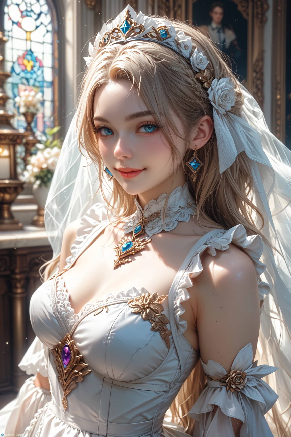 Blonde,Elf,valley,Wedding dress