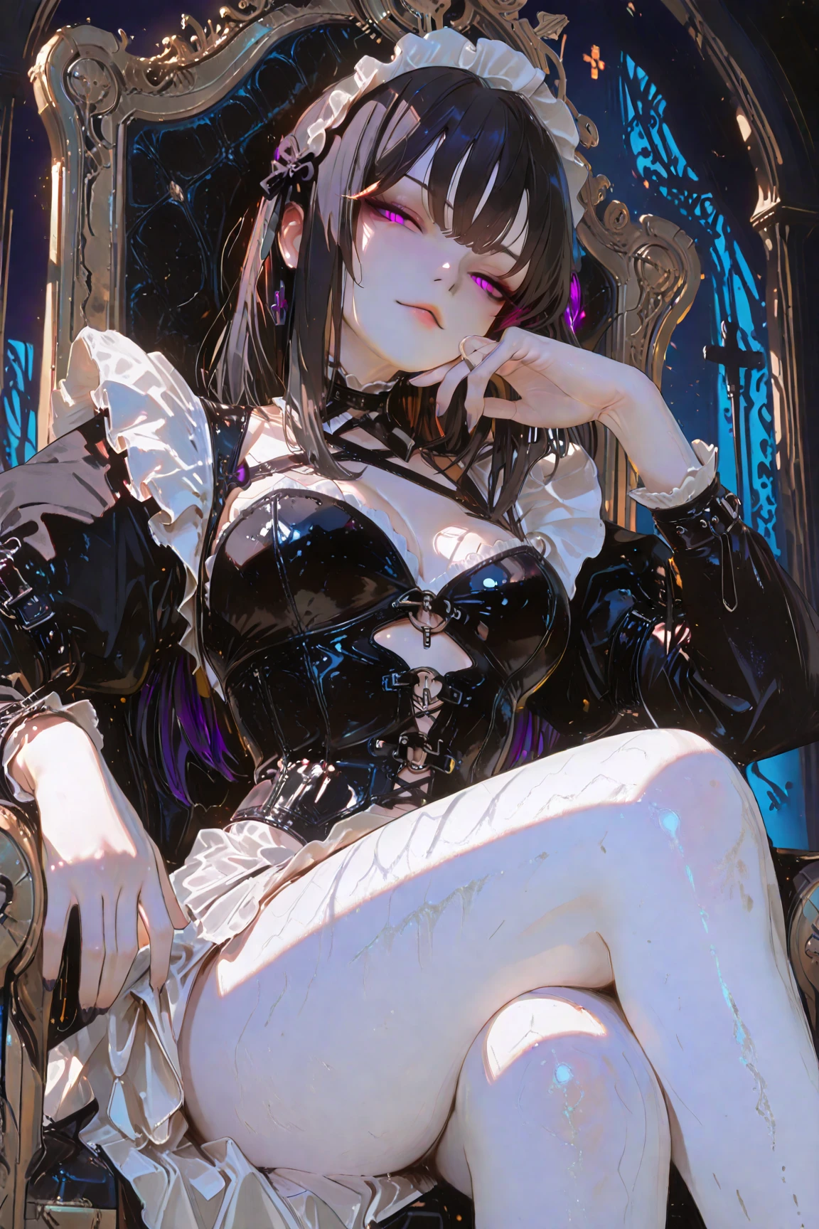 (Masterpiece, Best Quality, Ultra High Resolution , Digital Art,Beautiful and Aesthetic )Perfect proportions of the body . ELLEN JOE from zenless zone zero . The character sits on a large massive leather sofa , an atmospheric pose ,2.5D style . realistic anatomy , beautiful perspective , pastel color , focus on the face