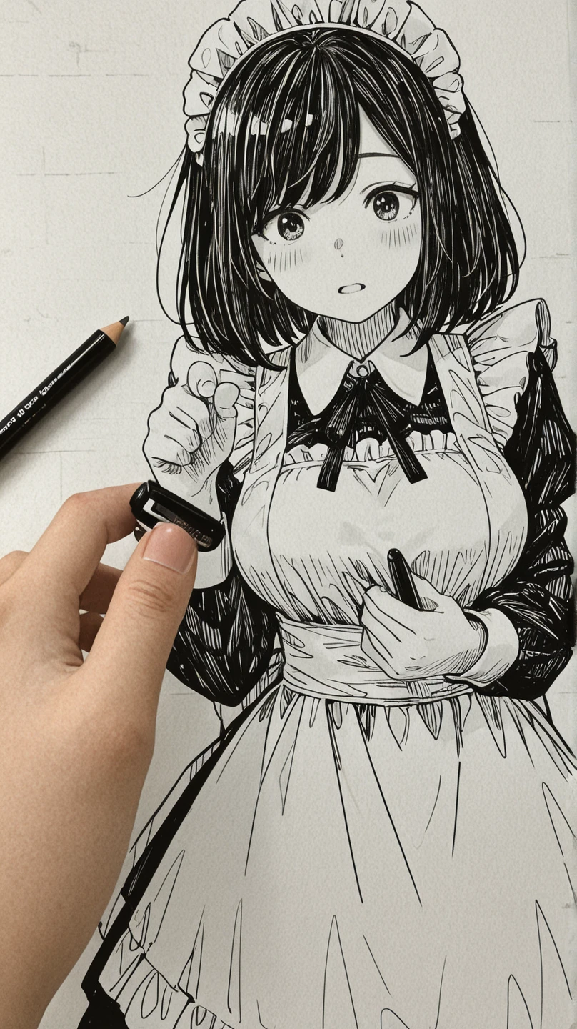 A mature maid character in a meta scene where she realizes she is being ...