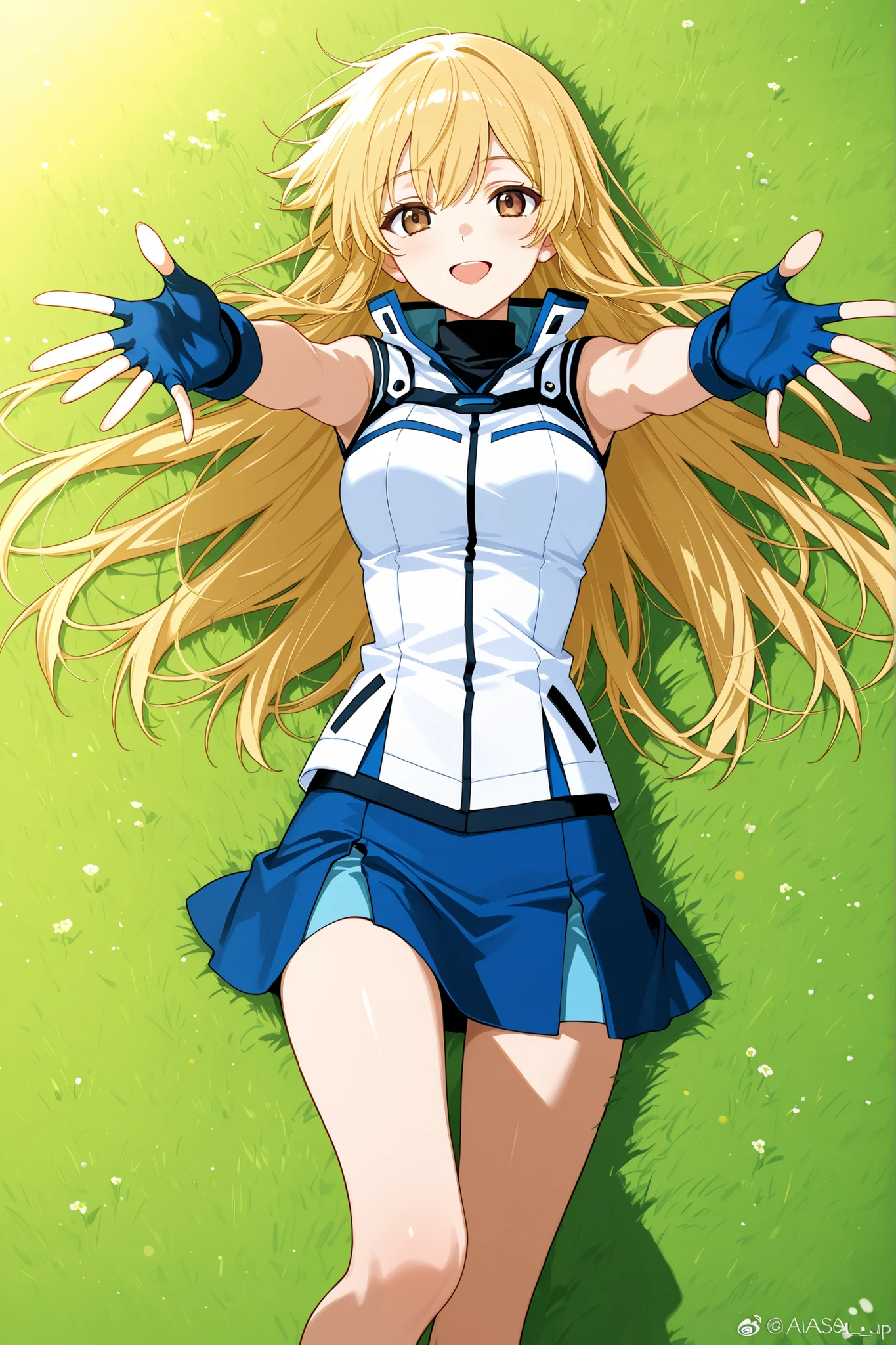 rhythmic gymnastics、leotard、face down、twin tails、blonde、blue eye