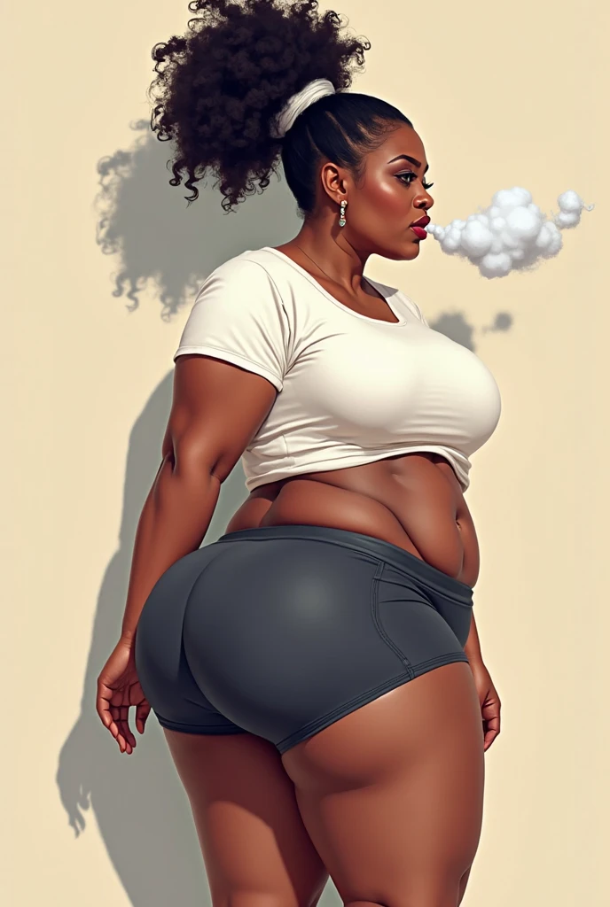 ((masterpiece, best quality)), ((33 year old)), (((Curvy))), ((Black woman with large afro)), in ((light blue fullback cotton panties)), beige sweater, ((Large hips)), (((photo realistic))), (((realistic 3D game model)))