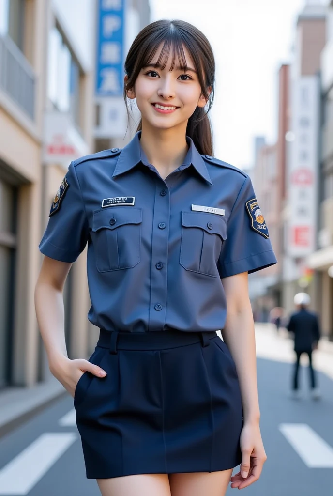 one teenage cute girl in uniform, (masterpiece, best quality:1.2), ultra high res, (photorealistic:1.4), detailed skin, cinematic lighting, friendly, intelligent, conversation engaging, happy, kind, energetic, cheerful, creative, with sparkling eyes and a contagious smile