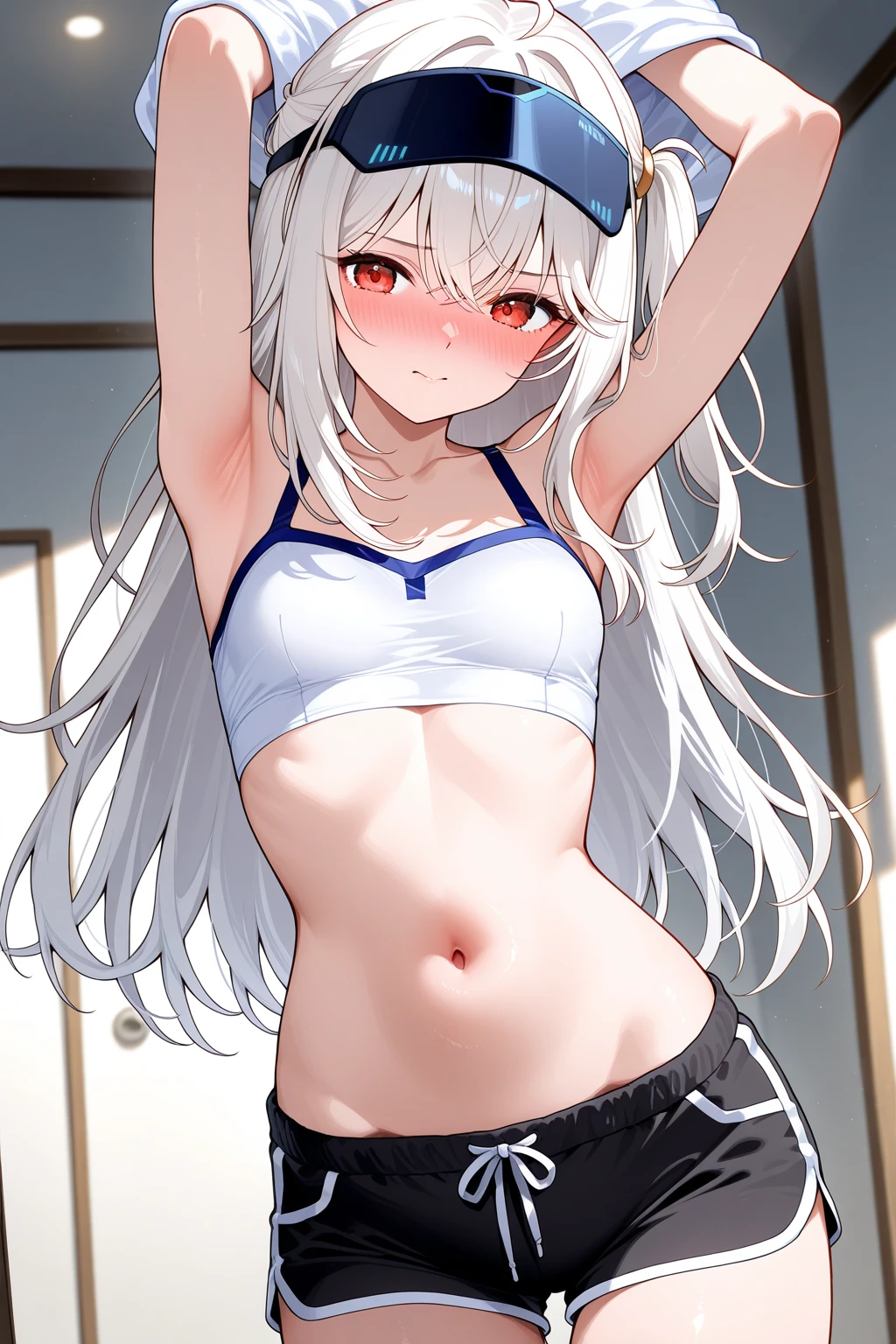 (best quality, masterpiece), 1 girl, centaur, It takes, White skin, Korean ,Abs, Athletic Competition,exposing the abdomen,belly button t-shirt, 아름다운 소녀 perfect white tiger photo, perfect white tiger photo