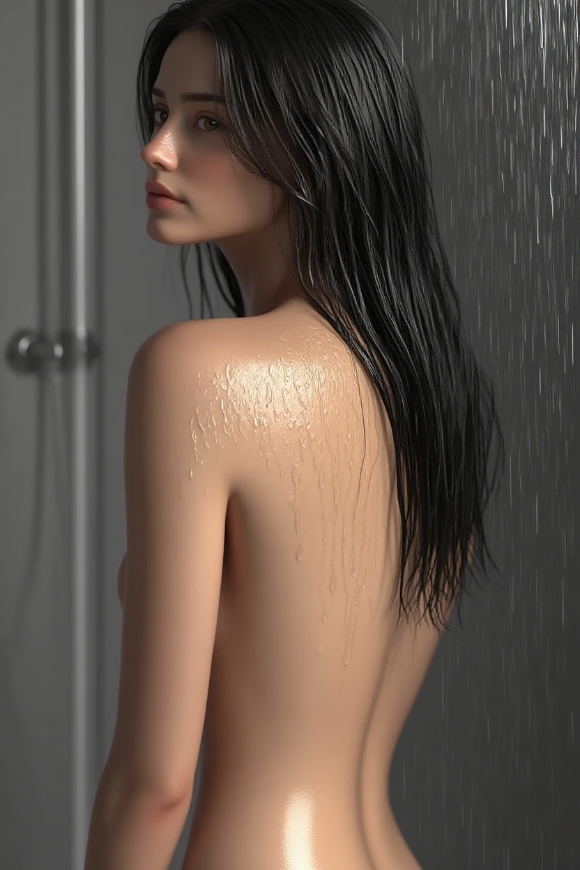 female gladiator, nice body shape, elegant hairstyle, open legs, full body, nude, wet body