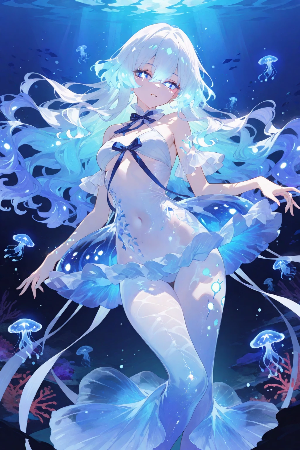 ​masterpiece++、top-quality++、ultra-definition++、ultra-definition++、4k++、8k++、from side、（Background Focus）++、Sexy clothes woman sinks into dark deep sea destroying city and casts a spell in translucent jellyfish tentacles with translucent jellyfish on its head, translucent small-breasted jellyfish stretching out translucent tentacles and drifting、A translucent small-breasted jellyfish floats with translucent tentacles on its head sunk into the dark deep sea、The magic of a translucent small-breasted jellyfish stretching out its translucent tentacles in the form of a translucent jellyfish on its head sinking into the dark deep sea、A translucent small-breasted jellyfish floats with translucent tentacles stretching out its translucent tentacles in the form of a translucent jellyfish on its head sinking into the dark deep sea flying overhead.、A magician who sinks into the dark deep sea and floats in the form of a translucent jellyfish tentacle with a translucent jellyfish on its head, a translucent small-breasted jellyfish stretching out its translucent tentacles、A goddess who sinks into the dark deep sea and floats with translucent jellyfish on its head in the form of translucent jellyfish tentacles with translucent small breasts floating with translucent tentacles、detailed fantasy art、fantasy art style、Break Witch floating in the form of translucent jellyfish tentacles with translucent jellyfish on head sinking into the dark deep sea of beautiful antiquity、A queen who sinks into the dark deep sea and floats with translucent jellyfish on her head in the form of translucent jellyfish tentacles with translucent small breasts stretching out translucent tentacles、Fantasy Art Behans、A magician who sinks into the dark deep sea and floats in the form of a translucent jellyfish tentacle with a translucent jellyfish on its head, a translucent small-breasted jellyfish stretching out its translucent tentacles、A magician who sinks into a beautiful dark deep sea and floats in the for