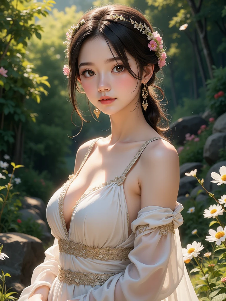 ((Watercolor by Sargent))、(top-quality、​masterpiece)、softlight、Photorealistic full length european young slim athletic woman, Classic Magician, Gothic, Blue eyes,  Dark makeup, short dark pink hair, Jeweled sparkling headband, Natural pale skin texture, Heavy Silver Jewelry, Body Jewelry, Wielding magic, Lightning, Red sunset, Volcanic mountain landscape background, low illuminance, Finely drawn face, Finely drawn hands, High quality, Photorealism,  A MILF, pre-raphaelite, j.で. Waterhouse, Alma Tadema