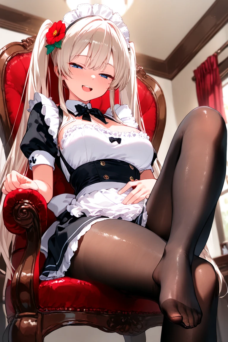 Maid clothes Dark Elf Alluring thighs Knee-high socks Large Breasts Brown Skin