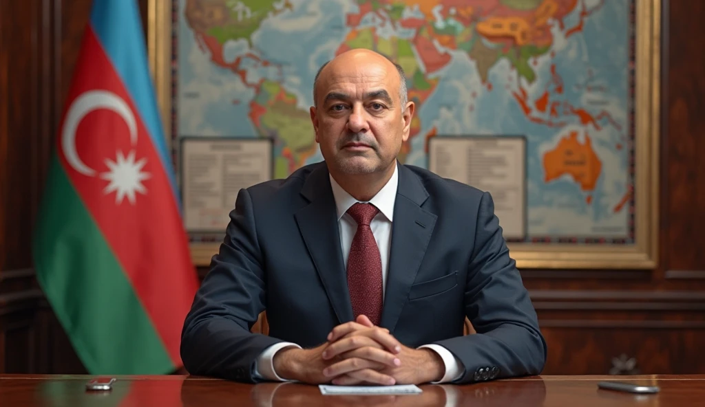 Ilham Aliyev and the flag of Azerbaijan