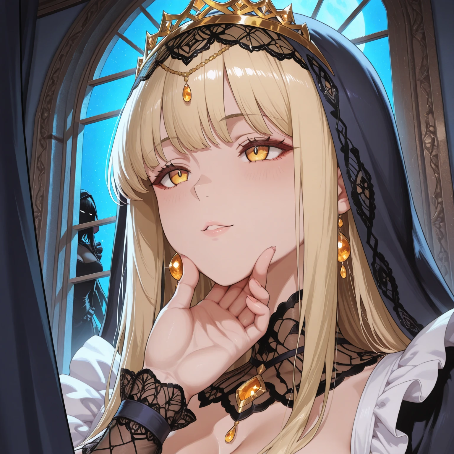 (photorealistic:1.4), (masterpiece, sidelighting, finely detailed beautiful eyes: 1.2), masterpiece*portrait, realistic, 3d face, glowing eyes, shiny hair, lustrous skin, solo, embarassed, (midriff), black underwear, blonde hair,
