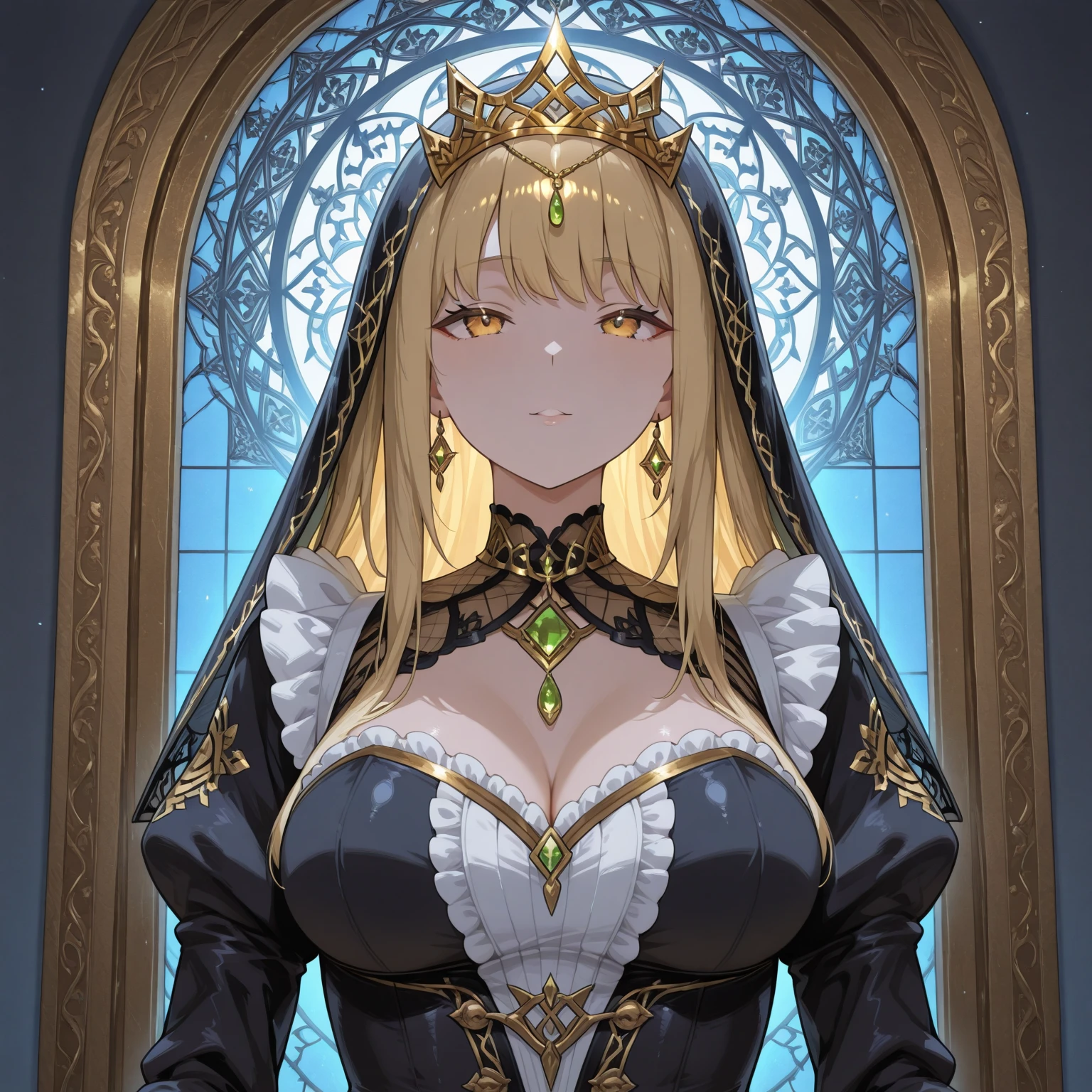 ((Highest quality)), ((masterpiece)), (detailed), (Perfect Face)、The woman was a Muslim Egyptian Tiara with bright brown skin, wearing a gorgeous and dazzling Cleopatra costume from an Egyptian palace, a gorgeous Cleopatra crown, a gorgeous black cloak, gorgeous jeweled accessories, and an engagement ring, just like Cleopatra herself.、The woman was an elegant Tiara with green eyes and medium-long blonde hair. She was a Muslim Egyptian Tiara with bright brown skin, wearing a gorgeous and glittering Cleopatra costume and a gorgeous Cleopatra crown.、(The woman is a dark-skinned Egyptian named Tiara.)
