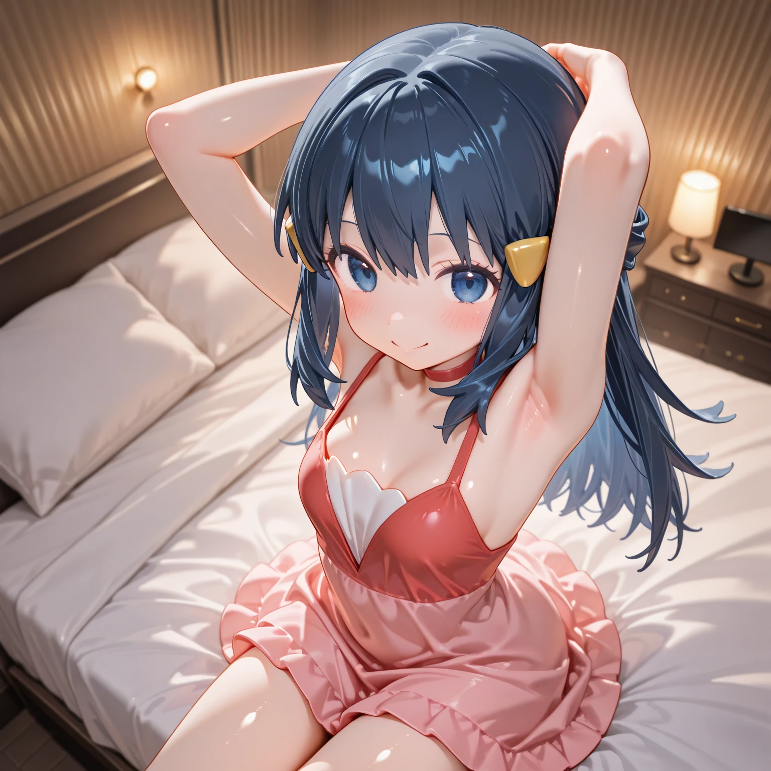 daytime, sunlight, 1 girl, 8K resolution, blue hair, blue eyes, glowing eyes, white short skirt, Blush, Cheongsam costume, cheongsam ,sleeveless shirt, sunlight, Wet from the rain, seethrough, Sit with your knees raised, pussy, Spread your legs slightly, smile, the skirt is lifted up, highest quality, High resolution, highly detailed face, perfect lighting, highest detailed CG, (perfect hands, perfect anatomy), mini yaemori, perfect figure, in love expression, bottomless, armpit, medium breast, glitering skin, lightray,