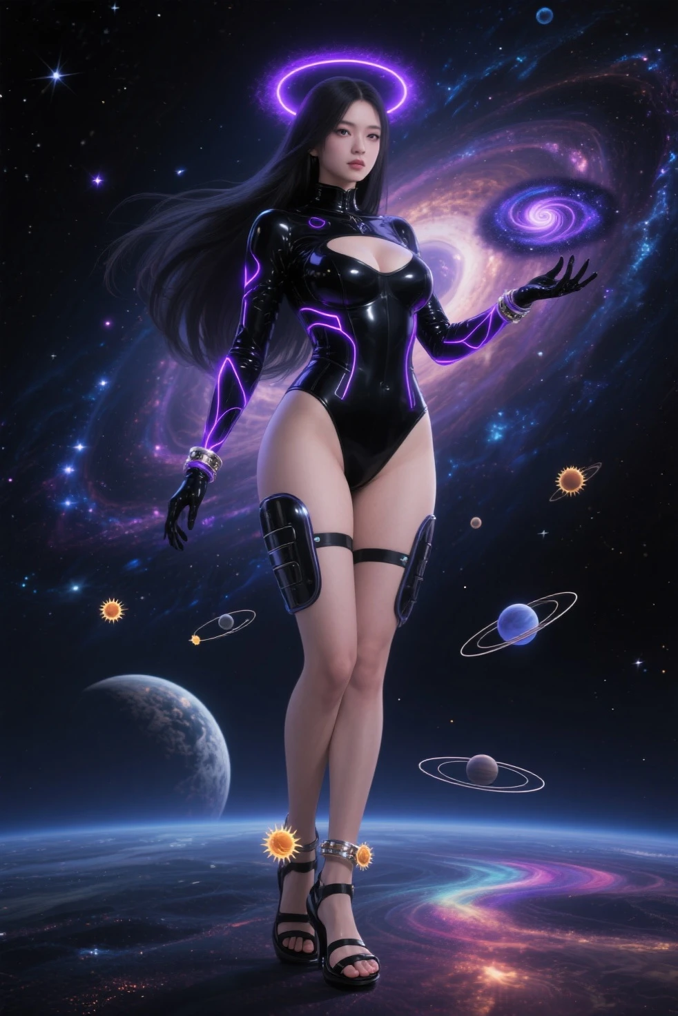 Outrageous resolution, high resolution, (masterpiece: 1.4), super detail, earth in front of you, space, floating, --v 6