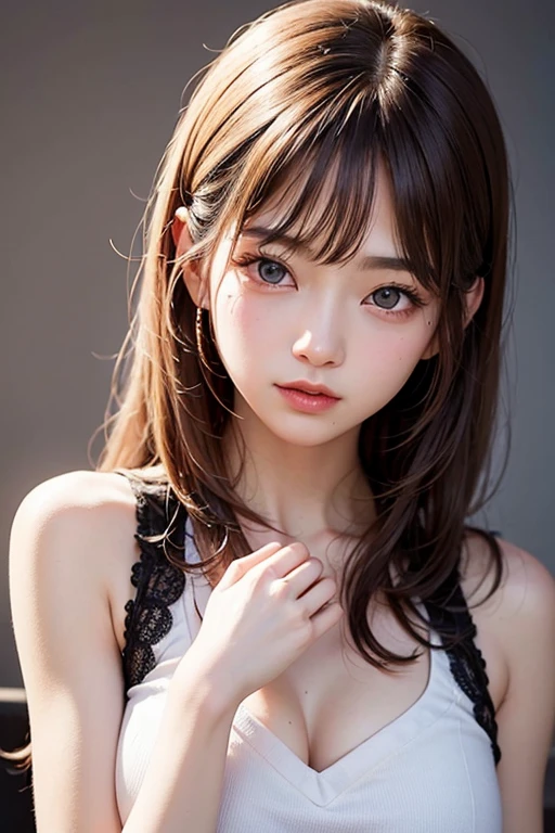 (masterpiece, Highest quality:1.2), One girl, alone,bony body、15 years old、Side lock hair