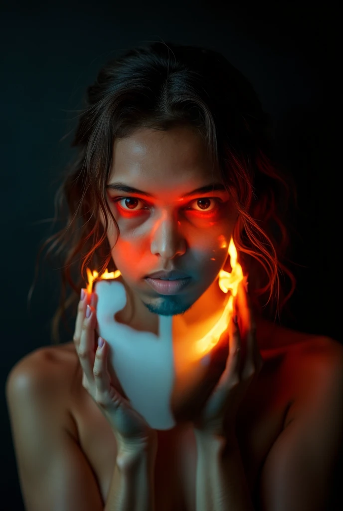A girl with a body made of lava, featuring a Dracula Orchid pattern. (best quality, ultra-detailed), (realistic), vibrant colors, intense lighting, lava-like texture, hauntingly beautiful composition, surreal atmosphere, contrasting dark shadows, mesmerizing glow, detailed facial features, flowing lava tendrils, fiery eyes, ethereal presence, intricate floral patterns, mysterious aura." lava lady, street fighter style, 1girl, incredibly detailed, hyper realistic, highly detailed, incredibly sharp focus, cinematic lighting, volumetric lighting, dynamic pose, intense expression, rippling magma skin, molten rock body, glowing eyes, fire energy, dramatic smoke effects, neon cyberpunk city background, vibrant colors, cinematic camera angle